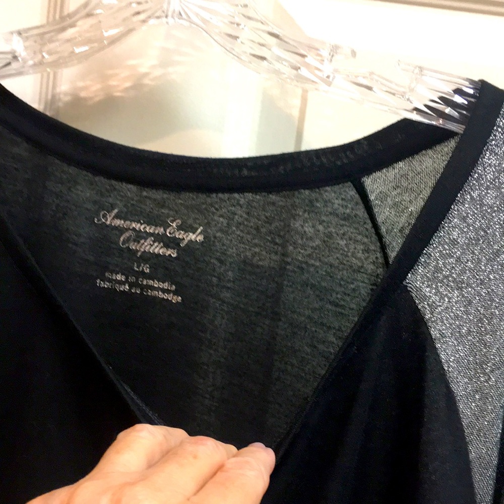 Semi-Sheer Silver/Black Mesh Top - Picture 5 of 7